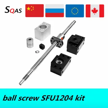 SFU1204 kit de 12mm a rodar la bola de tornillo de afinación de 4mm de C7 con el fin mecanizado +RM1204 tuerca de bolas + tuerca de vivienda +apoyo +acoplador para CNC