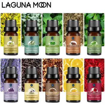 LAGUNAMOON 10ML Puros Aceites Esenciales Orgánicos Conjunto 10PCS Masaje Difusor de Aliviar el Estrés Fragancias de Perfume