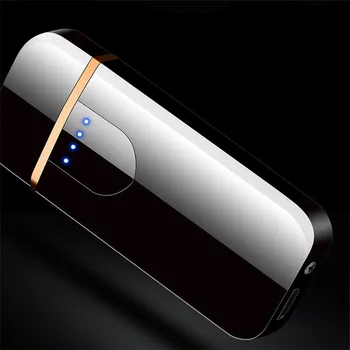 Nueva Huella dactilar Touch de Carga USB encendedor a prueba de viento Personalidad Creativa Ultra-delgada de Metal Electrónico Encendedor Encendedores de Cigarrillos