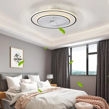 52cm Silencio inteligente ventilador de techo lámpara de ventiladores con luces de control remoto bluetooth dormitorio decoración lámparas ventilador de aire Invisible Cuchillas