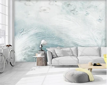 Beibehang 3d fondo de pantalla personalizado de la moda 3Dpapel de parede fondo de pantalla nórdicos abstracto azul de la pluma de pluma de color de la decoración mural