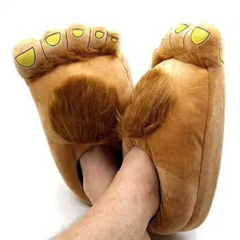 Los Hombres de la moda de los Grandes de Pies Peludos Aventura Zapatillas Cómodas Novedad de Invierno Cálido Color Marrón
