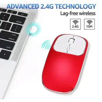 La carga inalámbrica del ratón, 2.4 GHz ratón ergonómico, mute ultra-thin mini tablet de ratón, de aleación de Aluminio de alto grado ratón portátil.