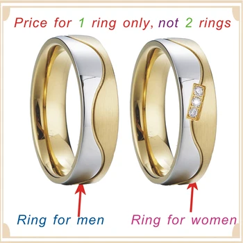 El diseñador de Alianzas coincidencia de matrimonio, anillos de Boda conjunto de Parejas de la joyería de acero inoxidable color oro 2020