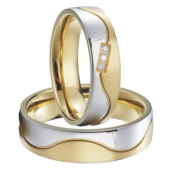 El diseñador de Alianzas coincidencia de matrimonio, anillos de Boda conjunto de Parejas de la joyería de acero inoxidable color oro 2020