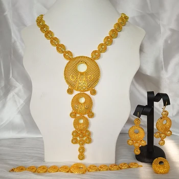 Mirafeel Nuevo Indio Conjuntos de Joyas de oro de color de Novia de la Boda de Cristal Grande Dubai Gold Conjuntos de Joyas para las Mujeres Collar de los Pendientes