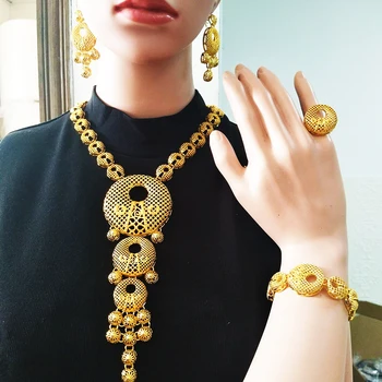 Mirafeel Nuevo Indio Conjuntos de Joyas de oro de color de Novia de la Boda de Cristal Grande Dubai Gold Conjuntos de Joyas para las Mujeres Collar de los Pendientes