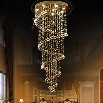 Nuevo y Moderno LED K9 Araña de Cristal villa de lujo de Araña de Cristal de Doble Escalera de la lámpara de las luces de la sala de estar