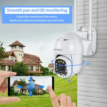 INQMEGA Wifi de la Cámara al aire libre de Zoom Digital de 4X 1080P IP PTZ de la Cámara de IA Humana Detectar Inalámbrica de la Cámara de 2MP de la Vigilancia de la Seguridad de la CCT