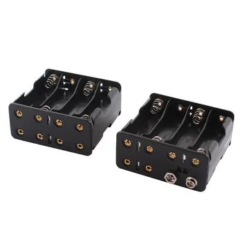 Nuevo 2pcs 8 x AA 2-Lado de la caja de Batería del Titular de la Caja w 12V Conector de presión