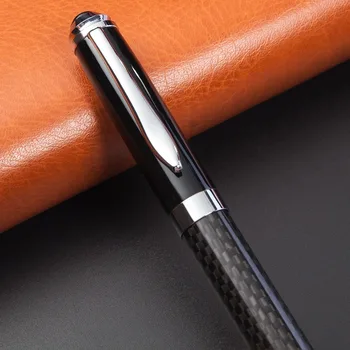 Láser gratis letras de bolígrafo de gel de fibra de carbono bolígrafo de negocios de gama alta de metal bolígrafo de regalo de la pluma