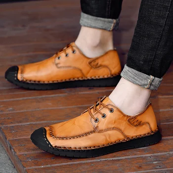 Cuero genuino de los Pisos de la Moda de los Hombres Zapatos Casuales para Hombre de la Marca Suave Cómodos Mocasines