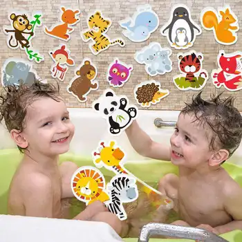 Animales juguetes de baño de la diversión de la espuma de los animales con baño de juguete bolsa de almacenamiento de baño para bebés, juguetes para Niños juguetes educativos