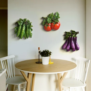 Moderno Resina Verduras Frutas Colgantes Colgante de Pared Decoración de la Pared de la Cocina del Restaurante Sofá de Fondo 3D fotomural Adornos