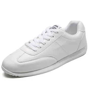 Cuero Blanco Zapatillas De Deporte De Chicos Deporte Vulcanizado Zapatos De Los Hombres Comforthable Primavera Sneakers Mens Casual Zapatos