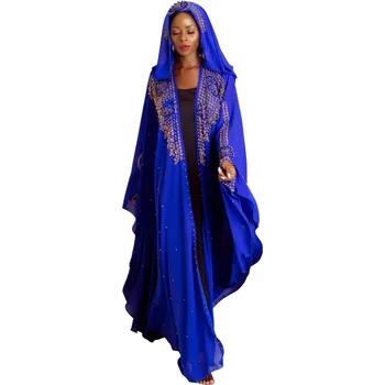 Africanos vestidos para mujeres de talla plus Africano Caliente de la Venta de diamantes de imitación de Perlas de Alargar Musulmán Chal dashiki vestido vetement femme 2020