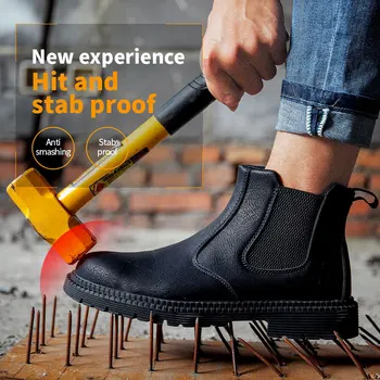 De los hombres Zapatos de Seguridad, Suave Y Transpirable Cabeza de Acero Tapa de la Construcción del Sitio de Trabajo Zapatos Anti-Aplastamiento Y Anti-Perforación de Zapatos de Seguridad