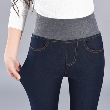 Invierno Skinny Jeans de Denim Slim Lápiz Pantalones de Terciopelo Caliente de Alta de la Cintura de los pantalones Vaqueros de las Mujeres Pantalón de Algodón elástico Pantalones de Mezclilla para Mujer