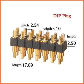 2pcs SMD/DIP Resorte Pogo Pin Conector de 14 Pines 7.0 mm Altura de PCB a Través de los Agujeros de Doble Fila de 2,54 mm Pitch 2x7 Posición de Oro