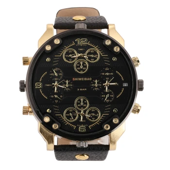 Relogio Masculino reloj Grande SHIWEIBAO de la moda de lujo de cuero de la correa de tiempo de cuatro militares de negocios tendencia de los hombres del reloj del reloj