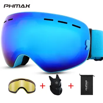 PHMAX de Invierno Gafas de Esquí Con Amarillo Lente Anti-Niebla Snowboard Gafas Gafas De Esquí de las Mujeres de los Hombres de Nieve Máscara de Esquí Gafas Gafas