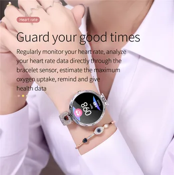 AK15 Mujer Inteligente Reloj de Moda de Acero Impermeable de la Frecuencia Cardíaca Paso de Fitness Tracker Para Android, IOS Damas PK H8