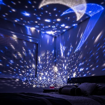 Premium Estrellas del Cielo Estrellado de Noche LED Proyector Luz de la Luna de la Novedad de la Mesa de Noche, Lámpara de la Batería USB Luz de Noche Para los Niños
