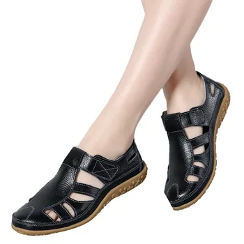 SAGACE de las Mujeres Sandalias de Verano de Cuero Genuino hecho a Mano de las Señoras de Cuero de Zapatos de las Sandalias de las Mujeres Pisos de Estilo Retro de la Madre de los Zapatos de 2020