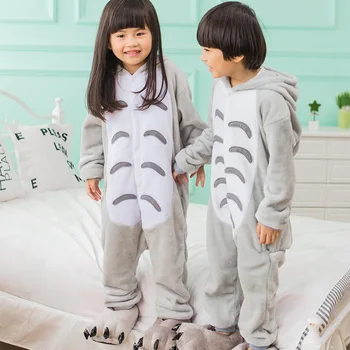 Caliente los Niños Pijamas de Animales Onsies Franela de los Niños ropa de dormir Vecino Totoro pijamas Para Niñas Niños Camisón de Cosplay