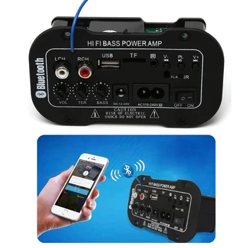 De alta Calidad 1 Conjunto Universal de 25W Auto Estéreo del Coche de Bluetooth Subwoofer Hi-Fi Amplificador de Bajo de Audio de la Placa TF USB 220V/12V/24V