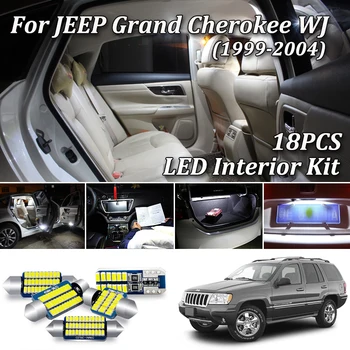 18Pcs Blanco Libre de Errores de Canbus Para Jeep Grand Cherokee WJ LED Interior de la Cúpula Mapa de Luz + Placa de la Licencia de la Lámpara Kit (1999-2004)