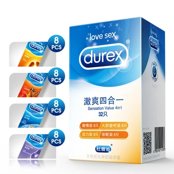 Durex Condones para Hombres 100Pcs 4 Tipos de Látex Natural Ultra Delgado Pene Lubricado Manga Íntimo de Productos de Juguetes Sexuales Para Parejas