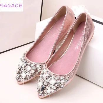 CAGACE 2018 Caliente de la Moda de la Marca Nueva de Verano de las Mujeres del Dedo del pie Puntiagudo Zapatos Casual de diamante de imitación de Tacón Bajo los Zapatos Mocasines Mujer