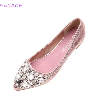 CAGACE 2018 Caliente de la Moda de la Marca Nueva de Verano de las Mujeres del Dedo del pie Puntiagudo Zapatos Casual de diamante de imitación de Tacón Bajo los Zapatos Mocasines Mujer