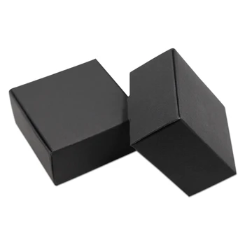 50Pcs Natural, Negro, Papel Kraft, Caja de Embalaje del Color Sólido de Cartón, Regalos de Parte de Embalaje Caja de Cartón Negro Caramelo Paquete Caja