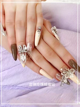 10 piezas de 3D nuevo de uñas de arte de la joyería anillo de plata de la cadena de joyería de la perla decoración de uñas super flash de diamante de imitación de la explosión