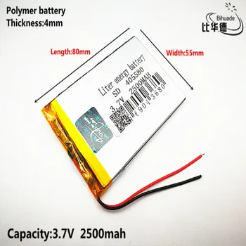 Litro de energía de la batería de Buen Qulity 3.7 V,2500mAH 405580 de Polímero de litio ion / Li-ion batería para tablet pc de BANCO,GPS,mp3,mp4