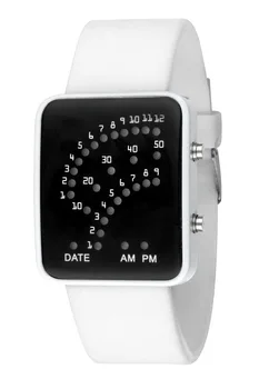 Nuevo LED Digital Relojes para Hombres Muchacho Binario Sector de línea de Silicona reloj de Pulsera de los Hombres del Reloj Temporizador relogio masculino, Negro, Blanco