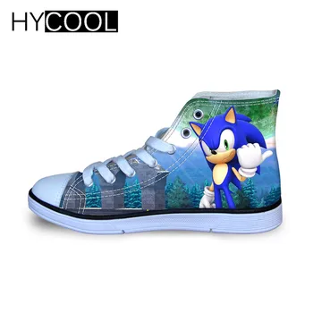 HYCOOL Niños de Alta Superior Zapatos de Lona de Sonic the Hedgehog Catoon Impresión de Niñas y Niños, el Deporte Zapatillas de deporte Ligero Caliente Tenis zapatillas