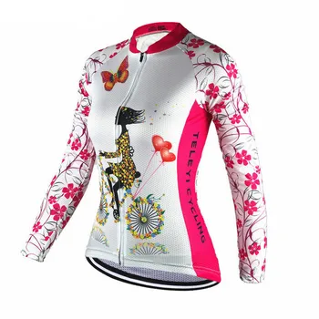 Ciclismo jersey de las Mujeres de la Bici jersey de manga larga de Mujer de MTB de la parte Superior del Equipo Pro de Ropa Ciclismo Maillot de Equitación Camisetas Transpirables Blusa Rosada