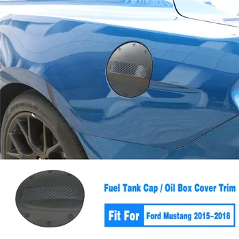 De carbono Blcak Tapa del Tanque de Combustible Tapa del Tanque De Ford Mustang - 2018 2016 2017 el Gas de Llenado de Aceite Tapón Plateado ABS de la Puerta de Combustible Cubre Recorte