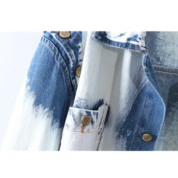 Corea Jeans Chaqueta de las Mujeres Bf Suelta a Corto Mangas Desmontables Moda Tie-Dye Denim ropa exterior Femenina Primavera Otoño base Nueva capa