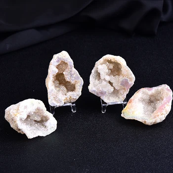 1PC Naturales Ágata Galvanizado Cornucopia Cueva de Cristal Crudo de Piedra de Piedra Desnuda Mostrar Un Mineral que Muestra la Decoración del Hogar de la Fortuna