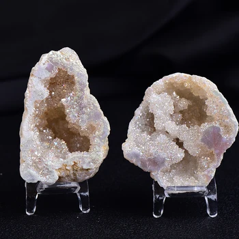 1PC Naturales Ágata Galvanizado Cornucopia Cueva de Cristal Crudo de Piedra de Piedra Desnuda Mostrar Un Mineral que Muestra la Decoración del Hogar de la Fortuna