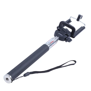 ABHU-Negro Extensible impermeable autorretrato auto-disparo palo de una sola cámara con cámara digital y cámara de vídeo w