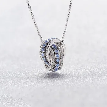 QSJIE de Alta calidad de la SWA de la moda nueva de color azul doble colgante de las mujeres del Collar del Encanto de la joyería de la moda