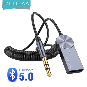 KUULAA Bluetooth 5.0 Receptor Inalámbrico Bluetooth USB Adaptador de 3.5 mm a 3.5 toma de entrada Aux de Audio Transmisor de Música USB Directa de la Potencia
