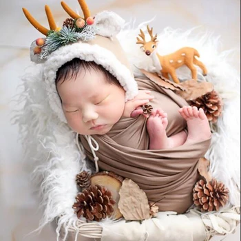 Recién nacido de fotografía accesorios astas gorro bebé ciervo de bebé lindo tocado estudio recién nacido sesión de fotos de los accesorios de 2 colores