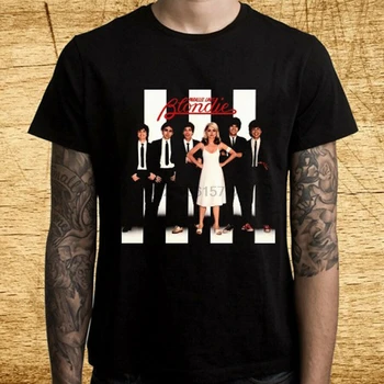 Nuevo Blondie Banda de Rock Líneas Paralelas Álbum Logo de los Hombres T-Shirt Negro Talla S-3XL