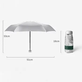 De titanio de Plata Paraguas Plegable Plano Ultraligero UV, Parasol Doble uso protector solar de Bolsillo Paraguas de Sol UPV50 Más